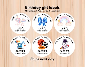 Custom Birthday Party Favor Stickers | Personalized Name & Age Labels | Kids Party Decorations | Waterproof Celebration Stickers