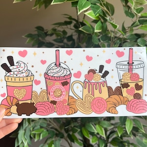 Ice coffe UV DTF transfer wrap Ready to apply, Cute design, RTS, permanent adhesive, waterproof, cute cup, Ready to apply, coffee lover