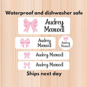 Bows Waterproof Daycare Labels - Dishwasher Safe Stickers - Name Stickers - School Supply - Name Labels-Customized Labels- Daycare Labels