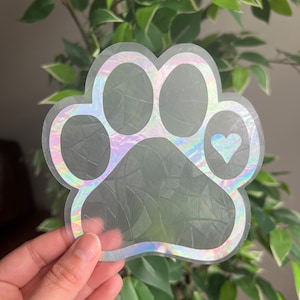Paw print suncatcher sticker, rainbow window cling, reusable prism window film, Rainbow maker, dog sticker, dog lover gift