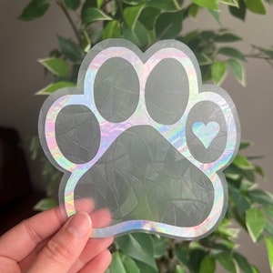Paw print suncatcher sticker, rainbow window cling, reusable prism window film, Rainbow maker, dog sticker, dog lover gift, BFF Easter gift