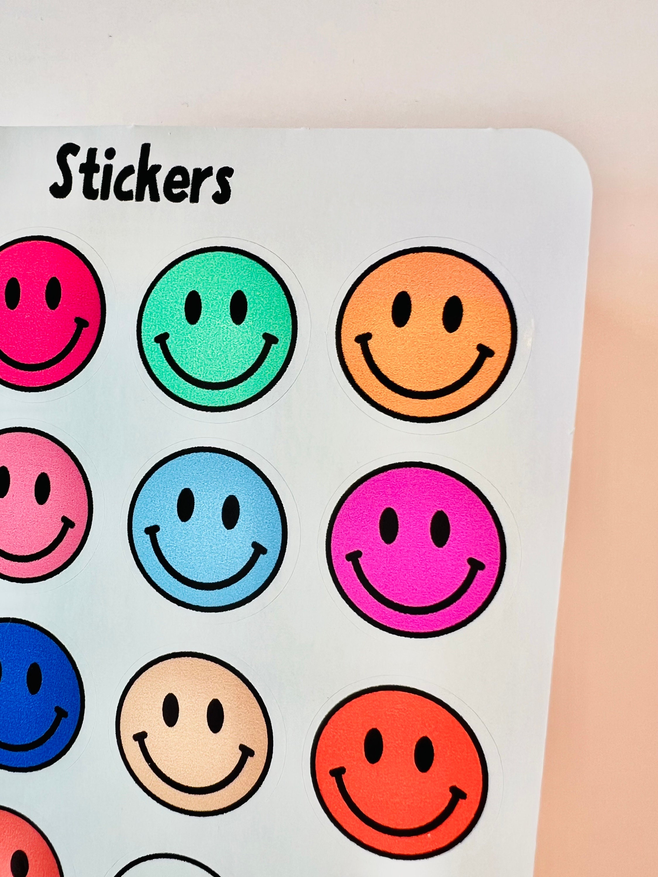 Sticker Sheet, Smiley Face Stickers, Kids Birthday Stickers, Happy Face ...