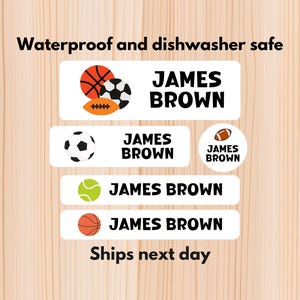 Sports Waterproof Daycare Labels, Dishwasher Safe Stickers, Name Sticker, School Supply, Name Labels, Custom Labels, Water bottle labels