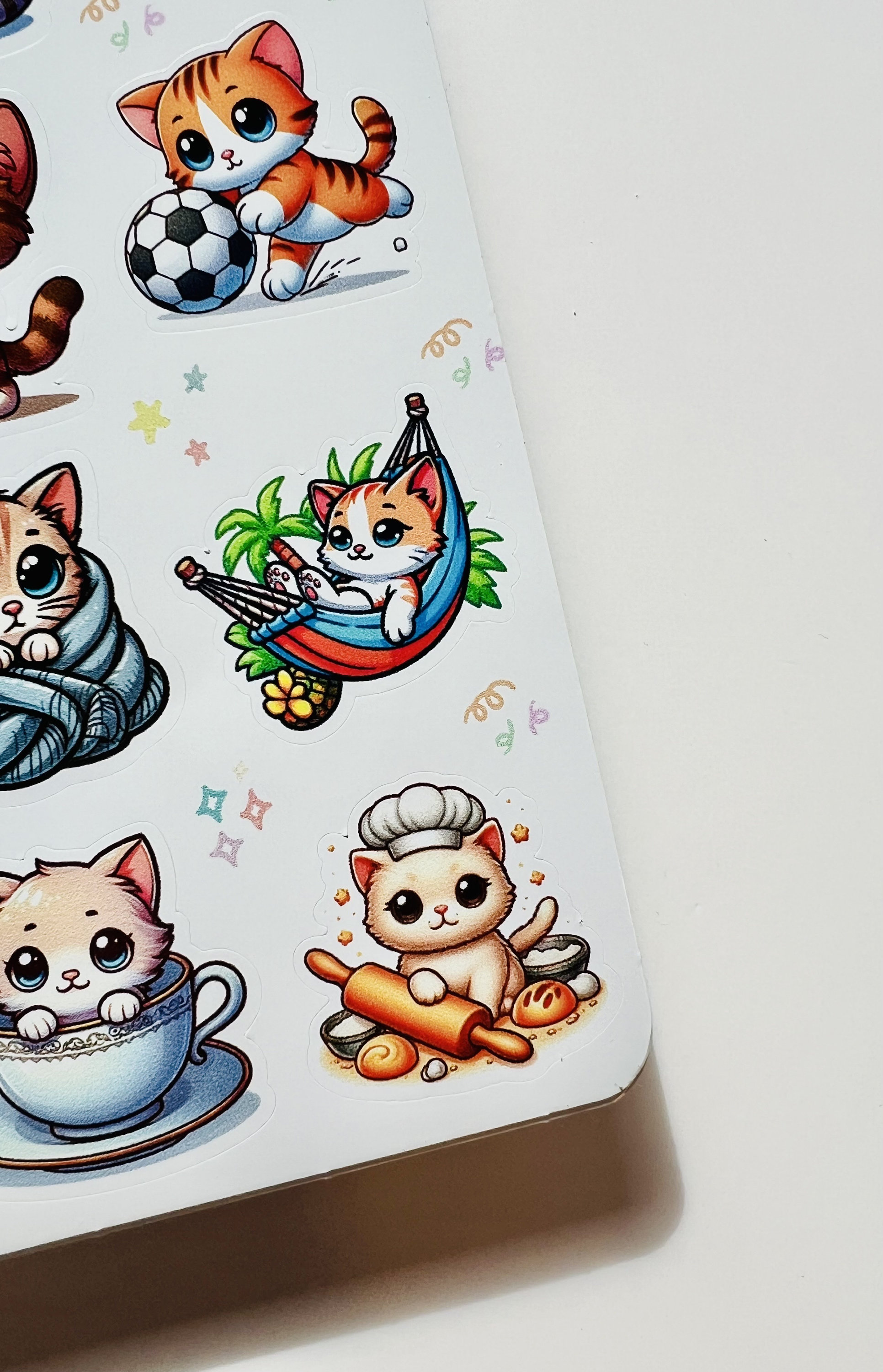 Cute Cat Sticker Sheet | Kawaii Cat Stickers | Waterproof Vinyl Planner ...