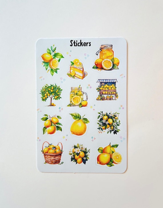 Lemon Lover Sticker Sheet: Waterproof Vinyl Planner Stickers