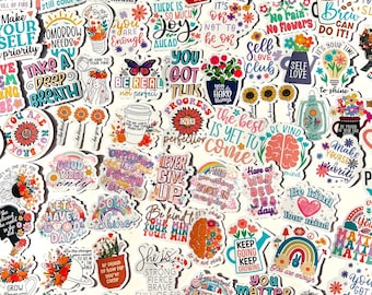 Cute Mental Health Stickers Pack – Self Care, Therapy & Positive Affirmation Sticker Bundle
