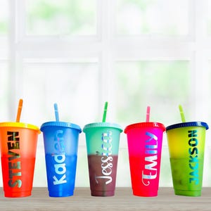 Personalized Color changing cups, reusable customized name , graduation gift, Travel cup, kids birthday party favors, Easter basket gift