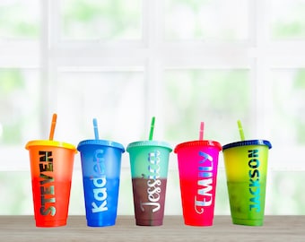 Personalized Color changing cups, reusable customized name , graduation gift, Travel cup, kids birthday party favors, Easter basket gift
