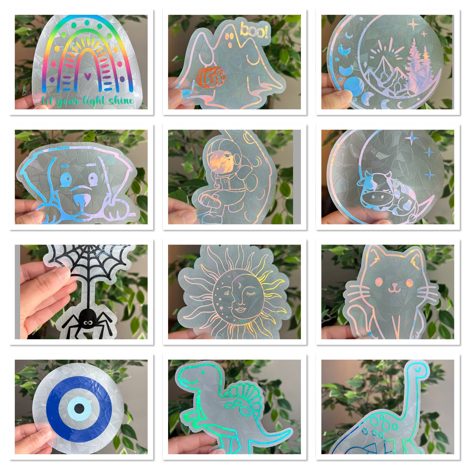 Celestial Sun and Moon Suncatcher Sticker | Rainbow Window Decal | Boho ...