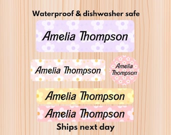 Floral Waterproof Name Labels – Dishwasher Safe School Stickers