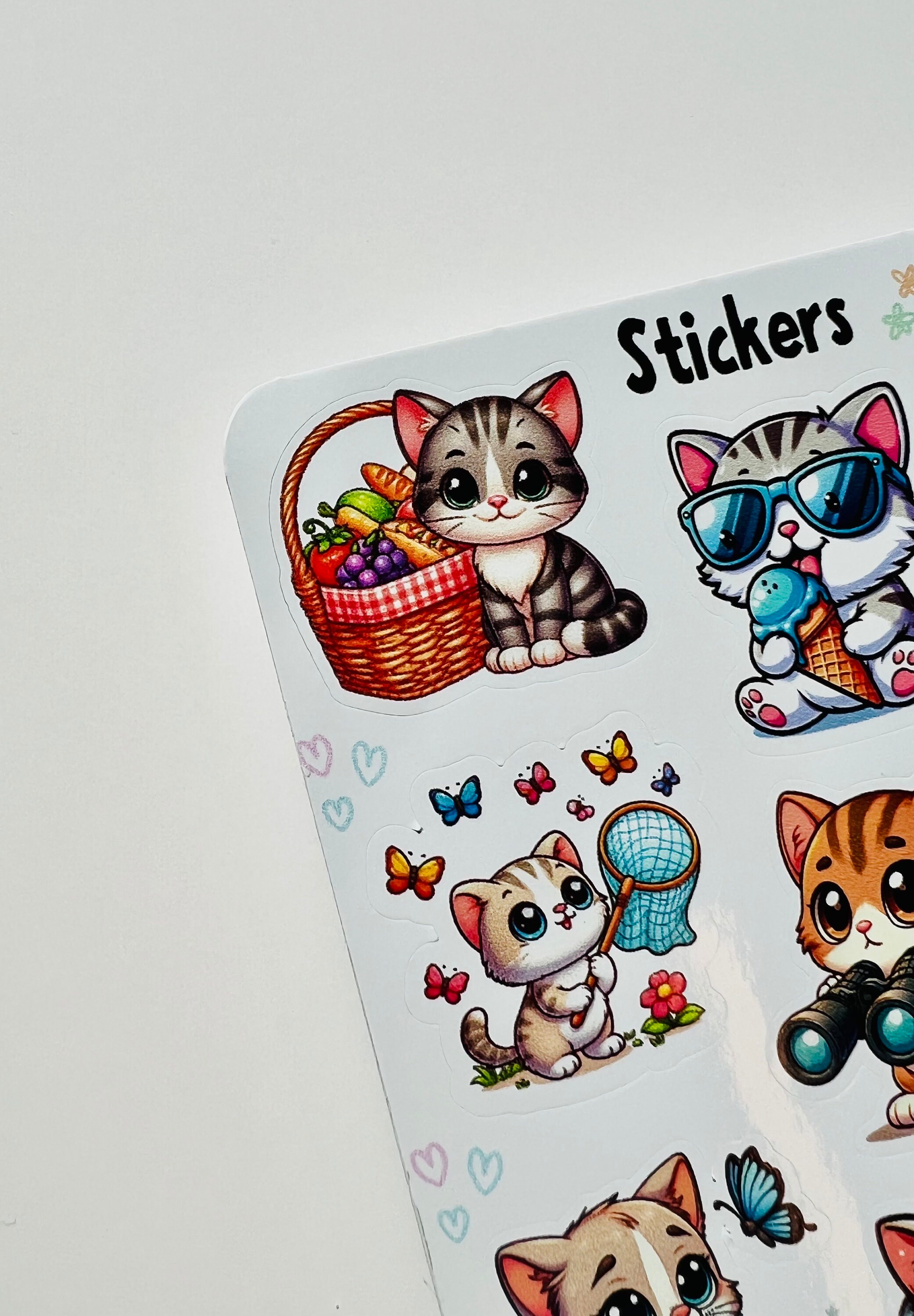 Cute Cat Sticker Sheet | Kawaii Cat Stickers | Waterproof Vinyl Planner ...