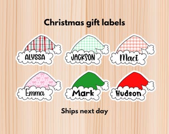 Personalized Reindeer Christmas Name Labels - Custom Kids Gift Label Stickers Christmas Stickers Sheet, Personalized Holiday Gift Labels