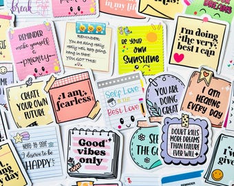 Stickerpakket geestelijke gezondheid | Stickers voor zelfzorg en therapie | Stickerbundel angst en depressiebevestiging