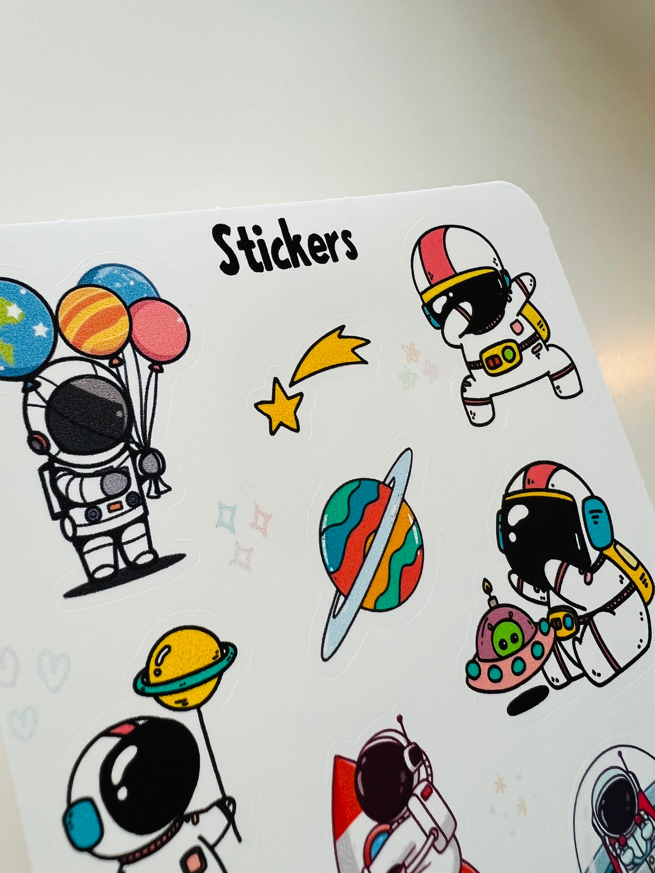 Outer Space Sticker Sheet: Glossy Waterproof Vinyl, Astronaut Stickers ...