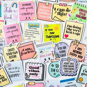 Mysteriestickerpakket, stickerspakket geestelijke gezondheid, waterflessticker, motiverende sticker, waterdichte stickers, planner, positieve citaten