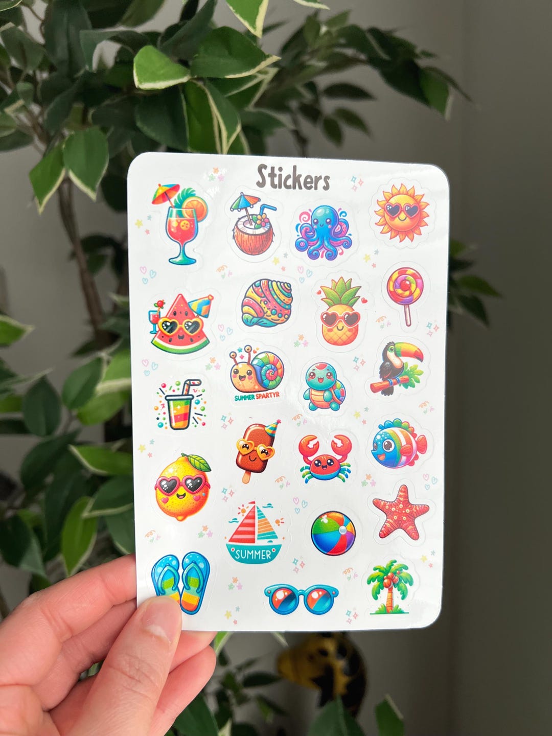 Summer Vacation Sticker Sheet, Waterproof Glossy Vinyl, Beach Stickers ...
