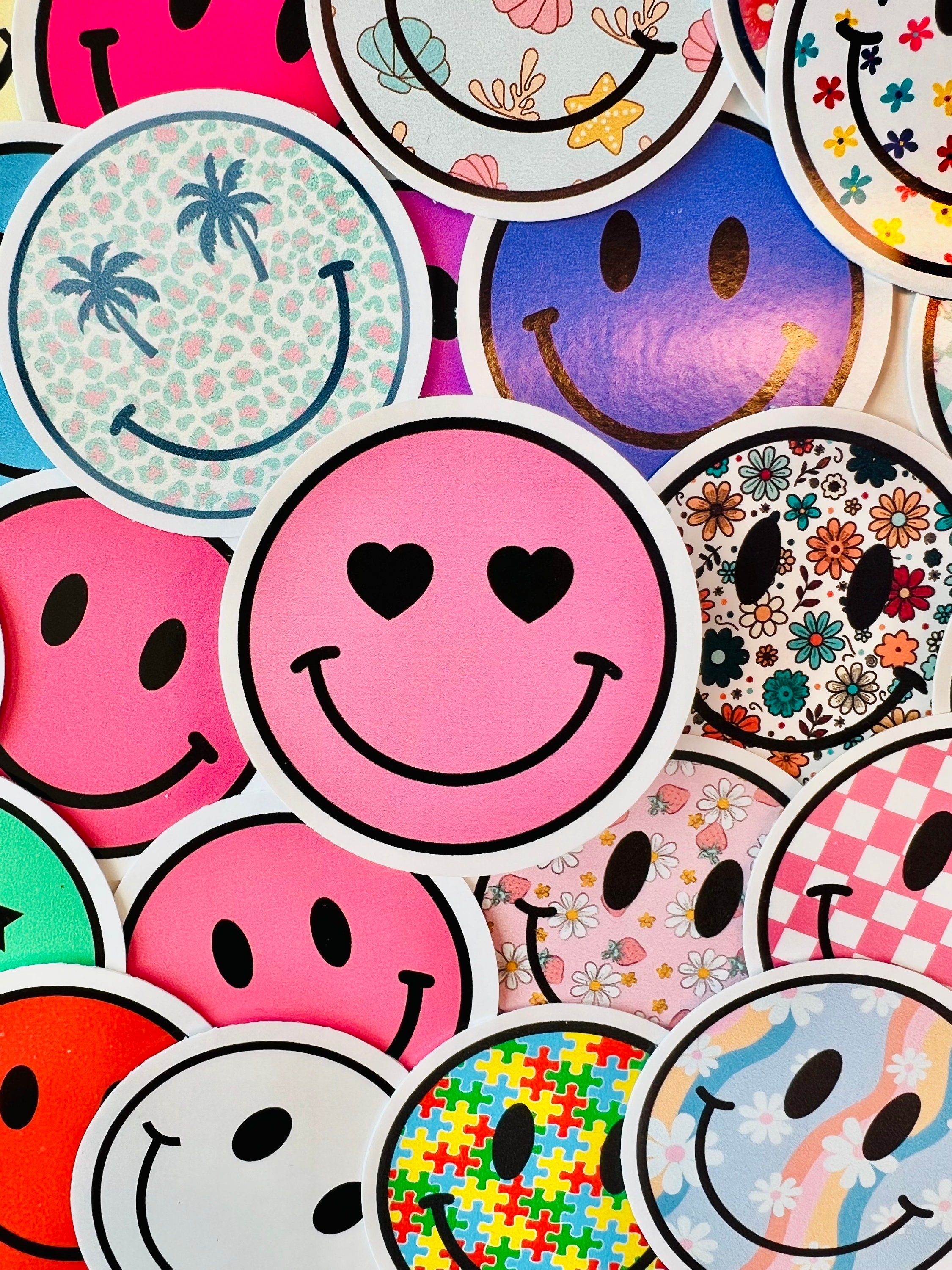 Waterproof Smiley Face Sticker Pack – Cute Vinyl Stickers for Laptop ...