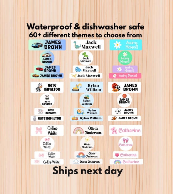 102 Waterproof Daycare Labels, Dishwasher Safe Stickers, Name Stickers, School Supply, Name Labels, Customized Daycare Labels