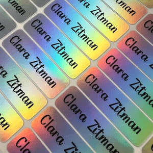 Holographische Namensetiketten, wasserdichte Etiketten für Kindertagesstätten, Sommercamp-Etiketten, Namensaufkleber, Schulmaterial, Namensetiketten, kundenspezifische Etiketten