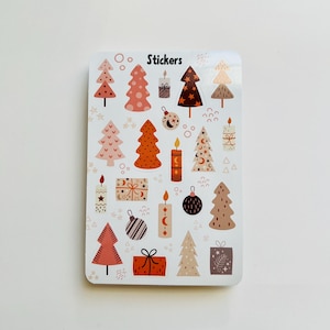 Feuille d'autocollants, Noël mignon, autocollants de couleur pastel, autocollant pingouin, autocollant père Noël, autocollants de journal, calendrier, autocollants pour agenda, journal