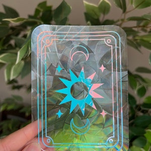 Adesivo de apanhador de sol para cartas de tarô Sol e Lua, decalque de janela, adesivo de janela, película de janela, criador de arco-íris, adesivo celestial, adesivo mágico