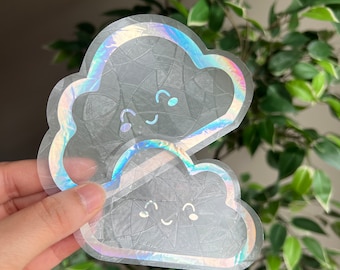 Confezione da 2 adesivi acchiappasole con nuvole celestiali, decalcomania per finestre, adesivo per finestre, pellicola per finestre, creatore di arcobaleni, adesivo celeste, adesivo magico
