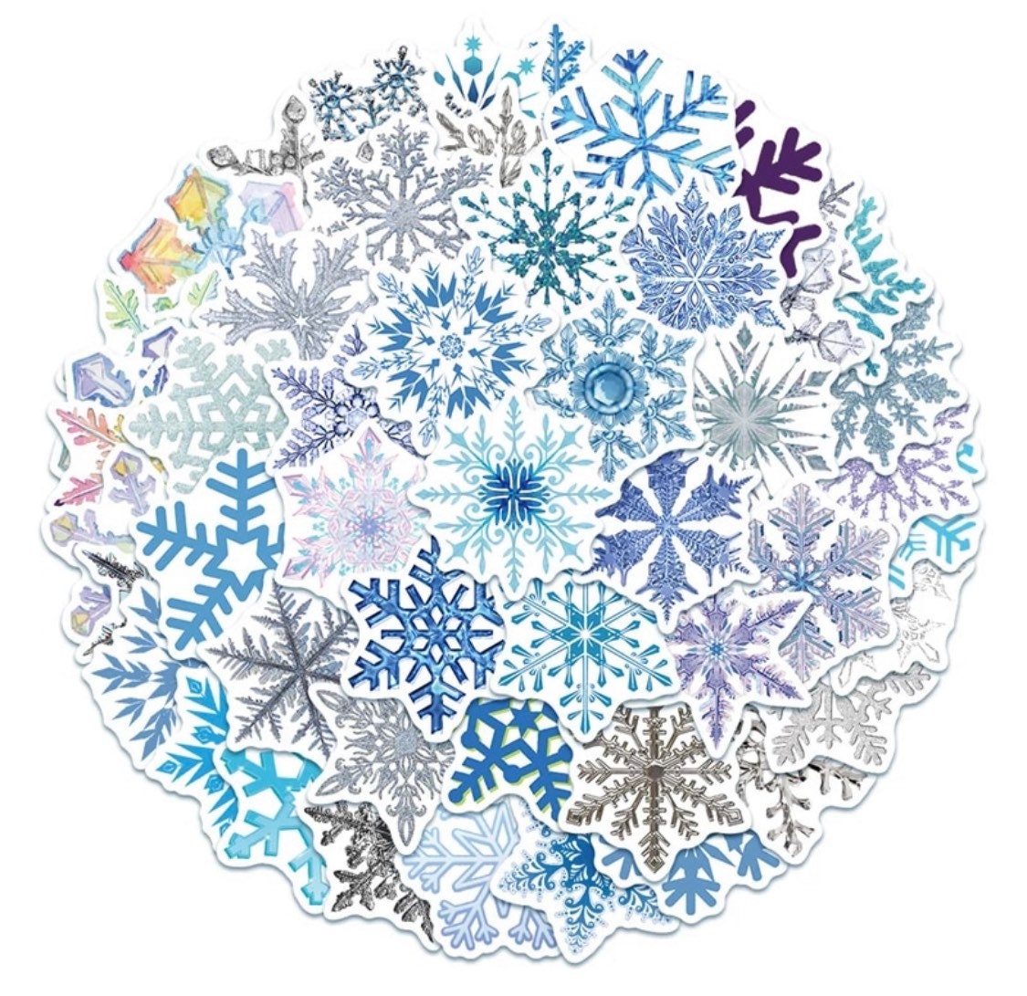Pack of 25 Mystery Snowflake Sticker Pack, Kids Birthday Favors