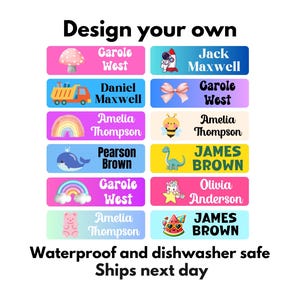 Design your own waterproof Daycare Labels, Dishwasher Safe Stickers, School Supply, Name Labels, Customized Labels, Water bottle name labels