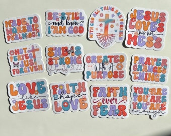 Retro Christian stickers pack, Mystery sticker pack, Water bottle stickers, tumbler stickers, Bible journaling, waterproof stickers, planner