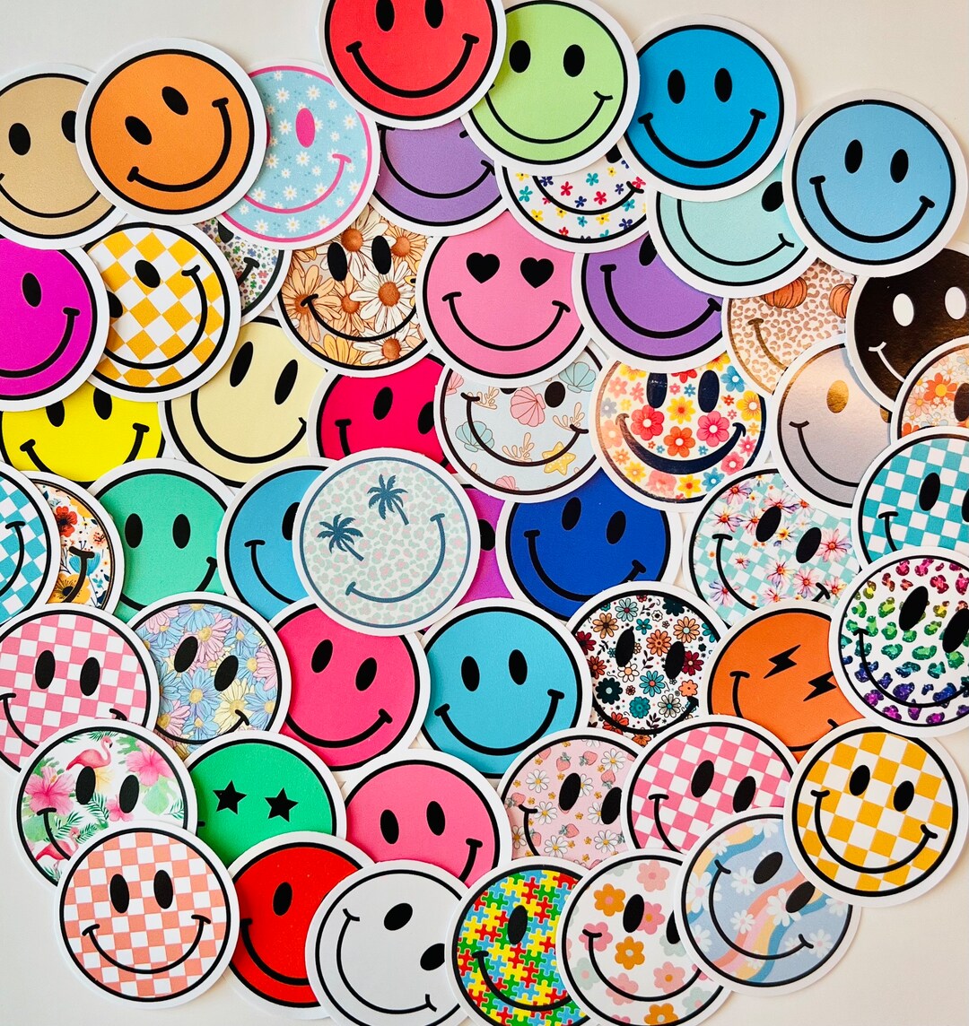 Mystery Smiley Face Sticker Pack, Journaling Stickers, Tumbler Stickers ...