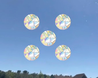 Pack of 5 Circles Sun Catcher | Window Suncatcher Sticker | Rainbow Window Clings | Decorative Sun Catcher Decals | Boho Window Art Gift