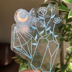 Floral Crystal suncatcher sticker, rainbow window cling, celestial crystal, prism sticker, Rainbow making suncatcher, Aesthetic Prism decal