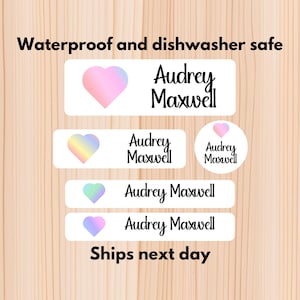 Hearts Waterproof Daycare Labels - Dishwasher Safe Stickers - Name Stickers - School Supply - Name Labels-Customized Labels- Daycare Labels