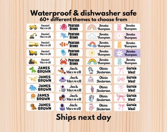 102 waterdichte aangepaste naamlabels voor kinderen | Vaatwasmachinebestendige naamstickers