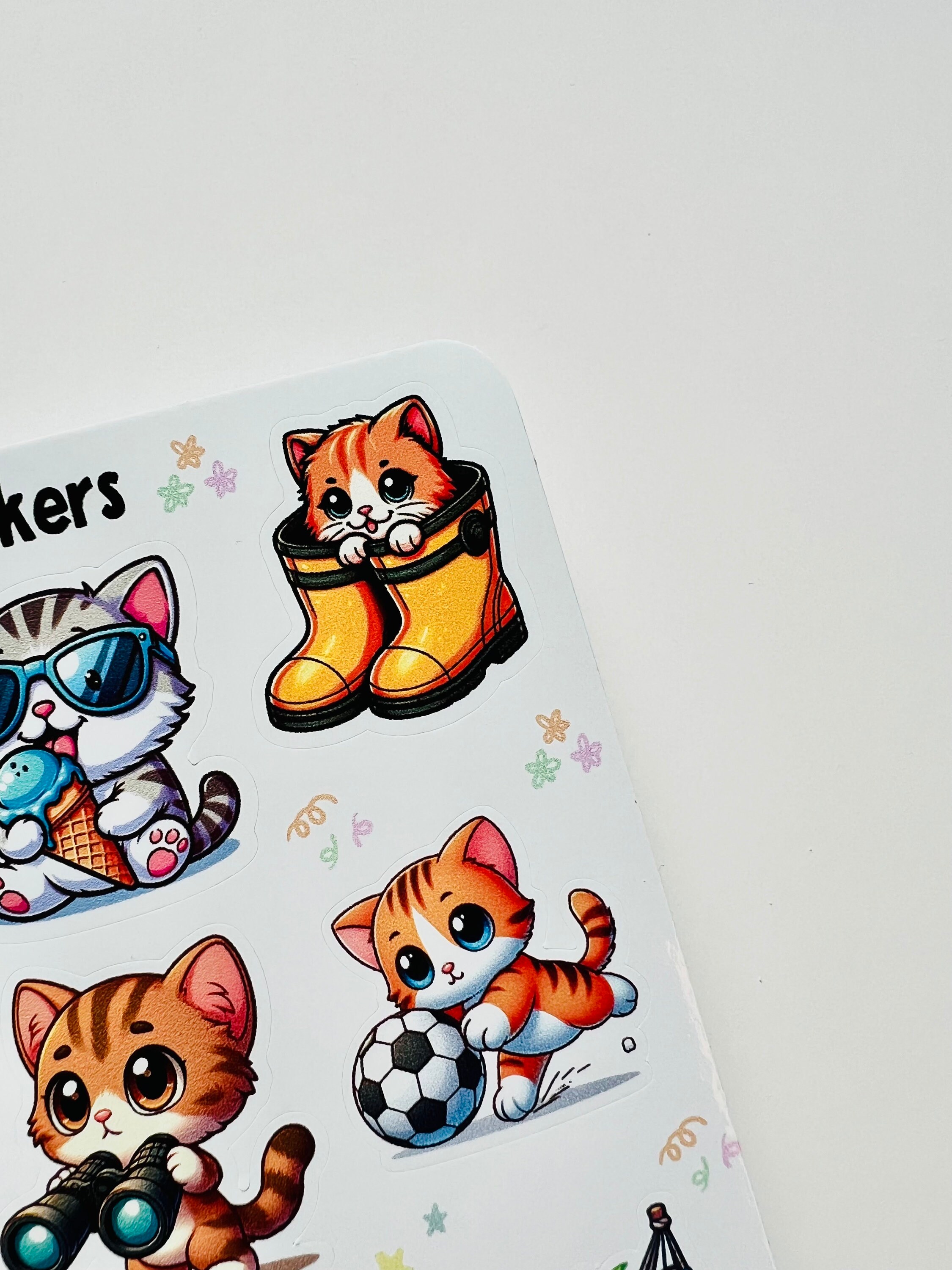 Cute Cat Sticker Sheet | Kawaii Cat Stickers | Waterproof Vinyl Planner ...
