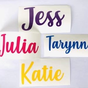 Sticker nom holographique, stickers holographiques, stickers prénom personnalisés, cadeaux de demoiselle d'honneur, coffrets cadeaux, stickers ordinateur portable, stickers bouteille d'eau