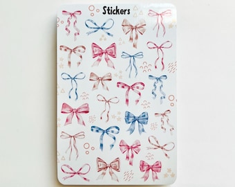 Cute Bow Sticker Sheet | Aesthetic Planner Stickers | Pastel Coquette Bows | Scrapbook Journaling Stickers | waterproof vinyl