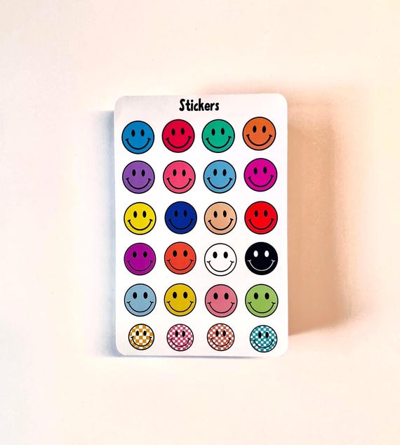 Sticker sheet, smiley face stickers, kids birthday stickers, happy face party theme, skateboard sticker, waterproof stickers, water bottle