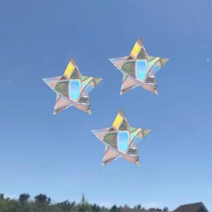 Lot de 3 étoiles autocollants attrape-soleil, sticker pour fenêtre, sticker pour fenêtre, film pour fenêtre, arc-en-ciel, sticker céleste, sticker magique