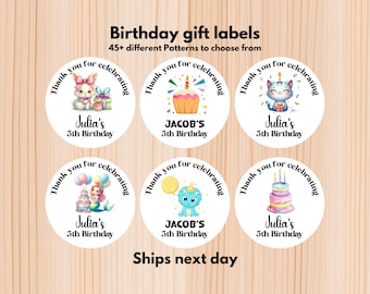 Custom Birthday Party Favor Stickers – Personalized Celebration Labels – Kids Party Favors – Name Party Sticker – Birthday Decorations