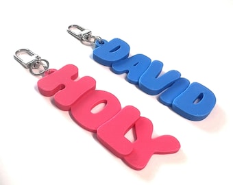 Aangepaste 3D-geprinte naamsleutelhanger, gepersonaliseerde aangepaste sleutelhanger, 3D-geprinte naam, rugzaklabel, kindercadeau