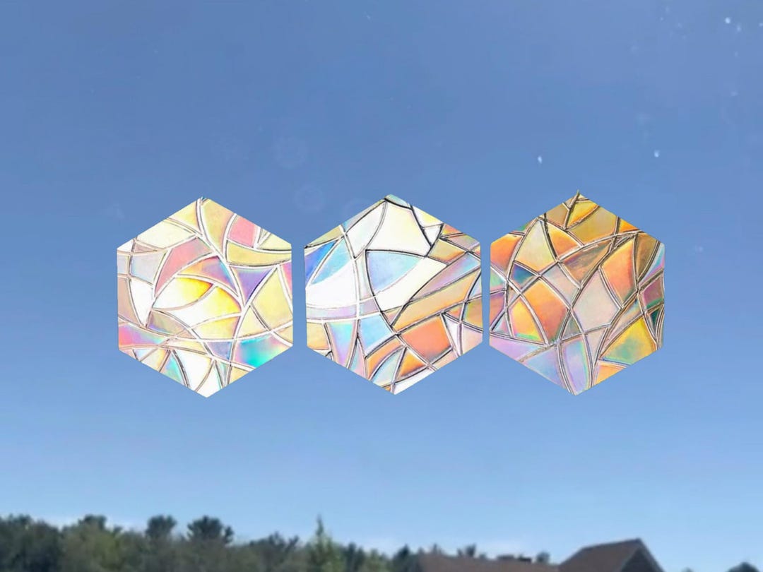 Pack of 3 Hexagon Suncatcher Sticker, Window Decal, Window Sticker ...