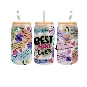 Mama Floral UV DTF transfer wrap Ready to apply, Cute design, no heat needed, permanent, adhesive, waterproof, cute mom cup, easy to use