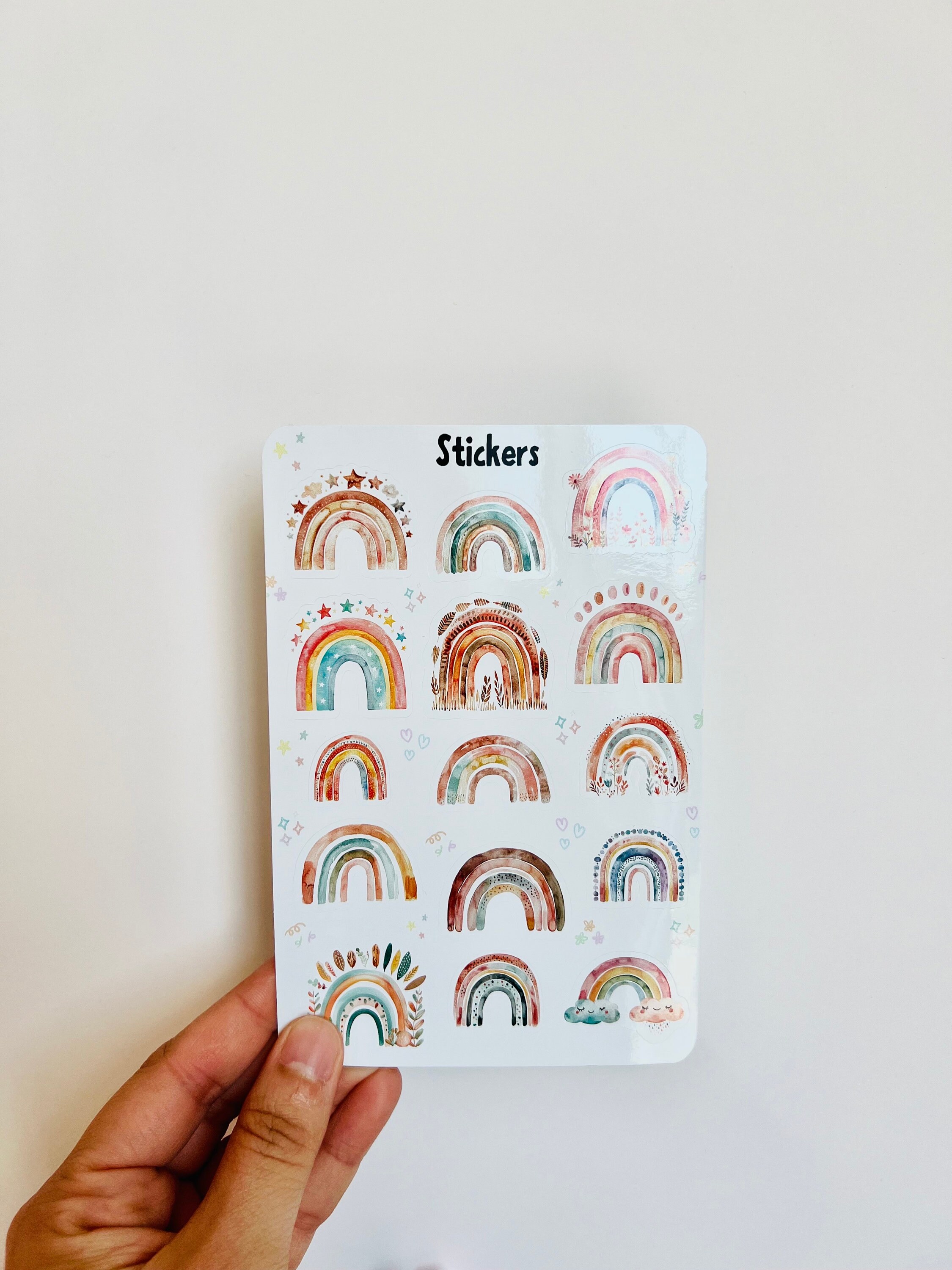 Bohemian Rainbow Sticker Sheet: Waterproof Vinyl Planner Stickers - Etsy