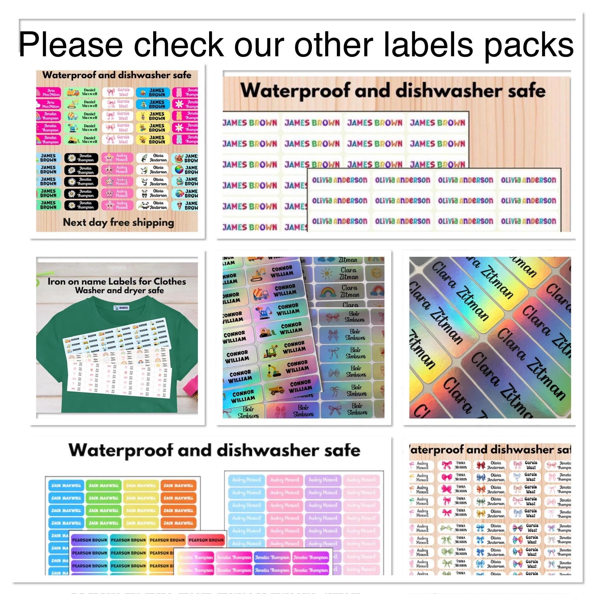 102 Wasserfeste Etiketten für die Kita, spülmaschinenfest, zum Aufbügeln, Namensetiketten für das Sommercamp, Schulbedarf, individuelle Etiketten, Namensetiketten für Wasserflaschen