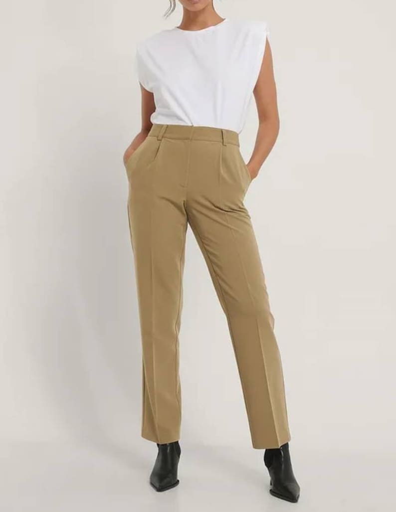 Tailored Pant for Women Pleated Work Trouser With Pockets Made to