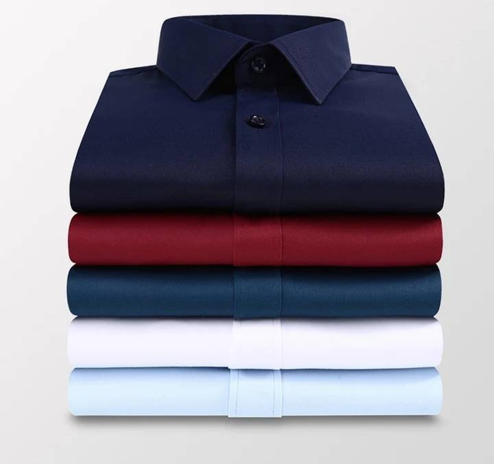 6 Pcs Pack Business Men Solid Dress Shirt Long Sleeve Mens - Etsy