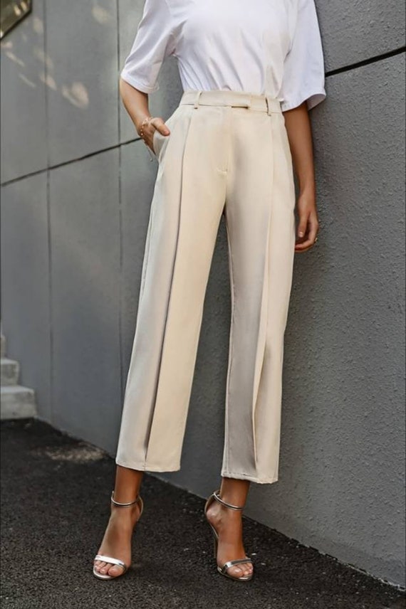 Woman Casual Solid High Waisted Pants 2022 Spring Elegant Female Basic  Pocket Pant Office Ladies 14 Color Pant - AliExpress