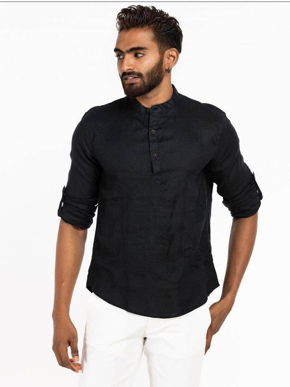 Chinese collar half shirt Clearance