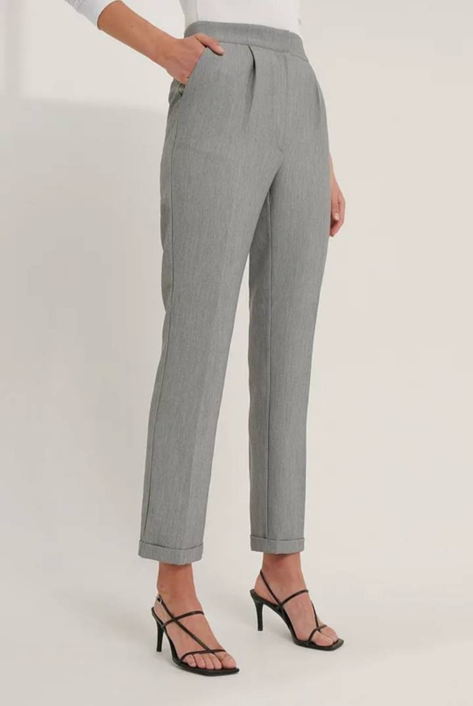 High Waist Cuffed Trousers Women Pants With Pockets Customized Etsy UK